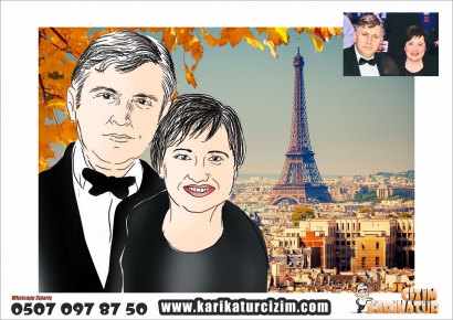 paris in love karikatür çizim