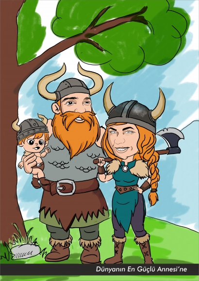 vikingailefamilycartoon karikaturcizim
